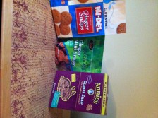 Three brands of gluten free ginger snap cookies: MI-DEL, Pamela's, and Annie's brands.
